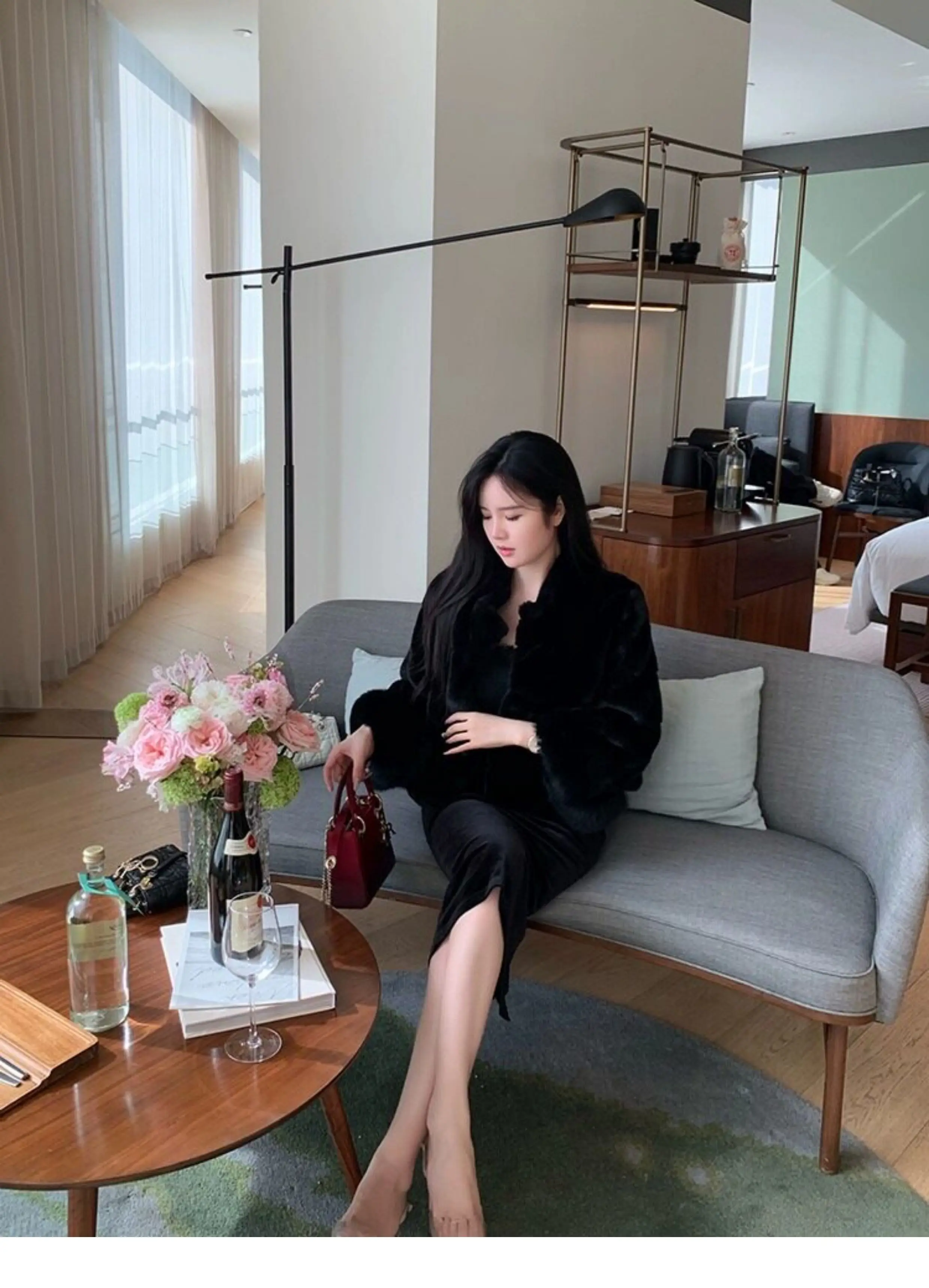 2026 Elegant Cropped Faux Fox Fur Coat for Women Autumn Winter Fashion Fluffy Cuff Warm Jacket Female Soft Cozy Plush Outerwear