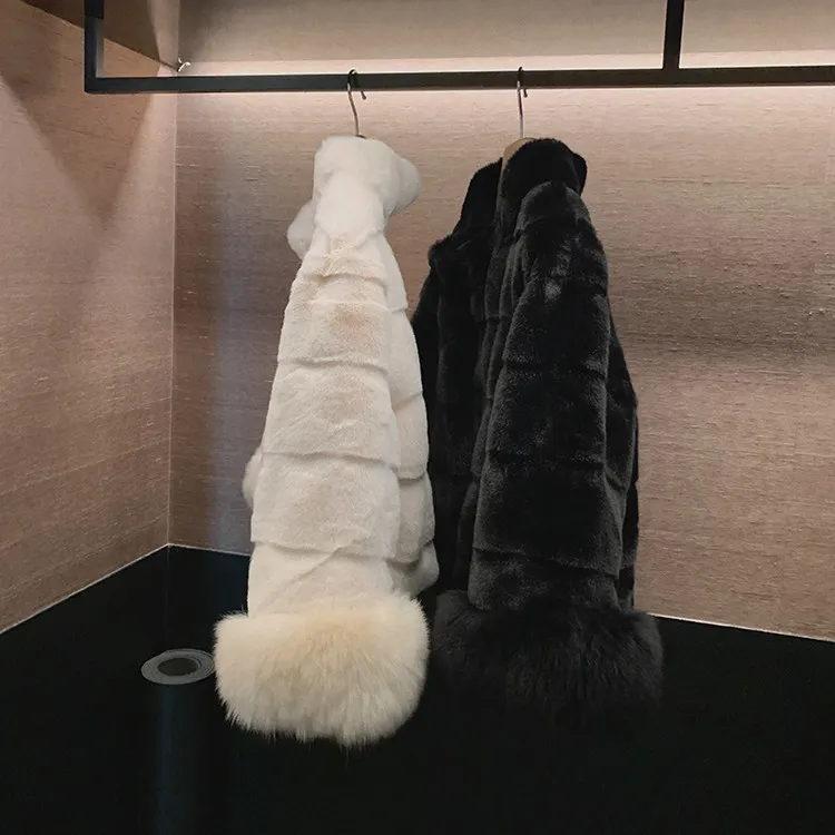 2026 Elegant Cropped Faux Fox Fur Coat for Women Autumn Winter Fashion Fluffy Cuff Warm Jacket Female Soft Cozy Plush Outerwear