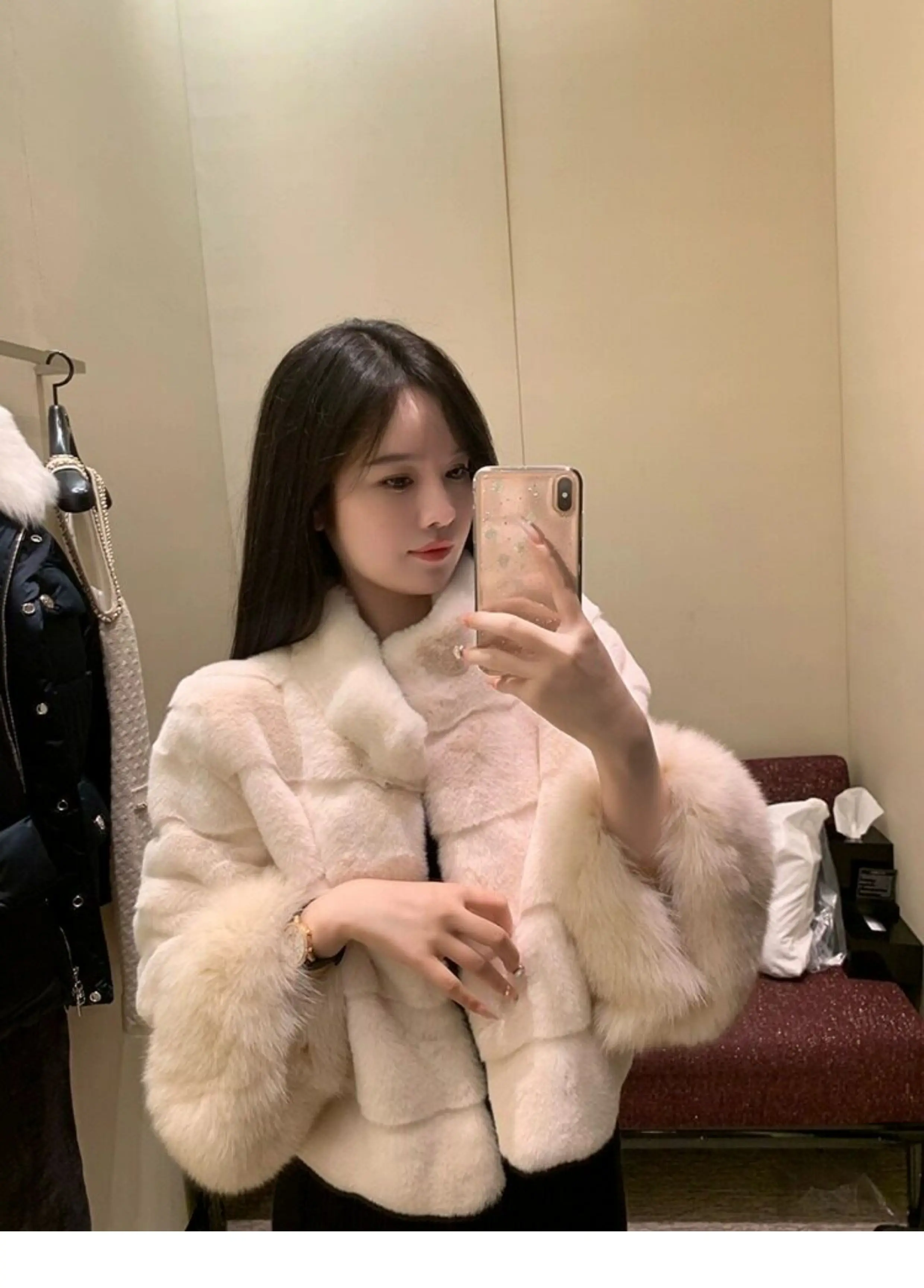 2026 Elegant Cropped Faux Fox Fur Coat for Women Autumn Winter Fashion Fluffy Cuff Warm Jacket Female Soft Cozy Plush Outerwear