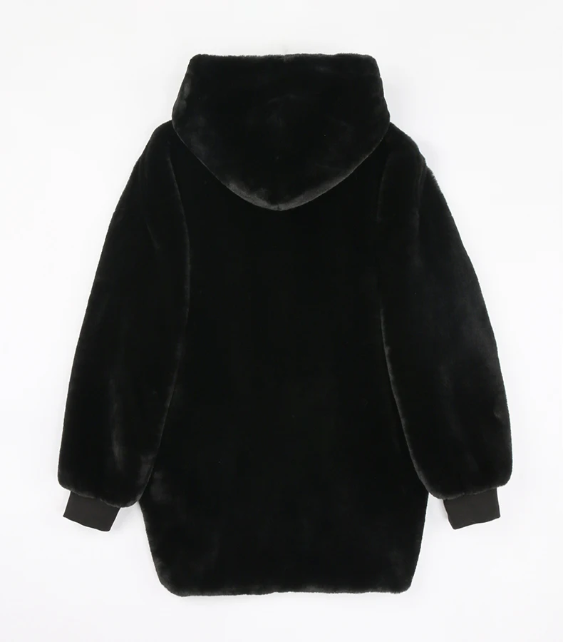 Nerazzurri Winter White Oversized Faux Fur Jacket Women with Hood Raglan Sleeve Zipper Korean Fashion Clothing for Womens 2021