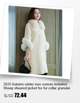 2025 new imitation fox fur coat women autumn winter fashion short Add cotton thick Warm suede overcoat Female slim Outwear T792