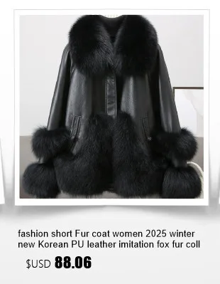 2025 new imitation fox fur coat women autumn winter fashion short Add cotton thick Warm suede overcoat Female slim Outwear T792