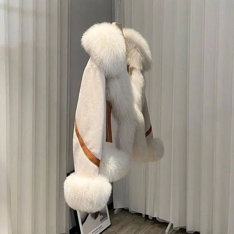 2025 new imitation fox fur coat women autumn winter fashion short Add cotton thick Warm suede overcoat Female slim Outwear T792