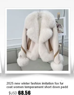 2025 new imitation fox fur coat women autumn winter fashion short Add cotton thick Warm suede overcoat Female slim Outwear T792