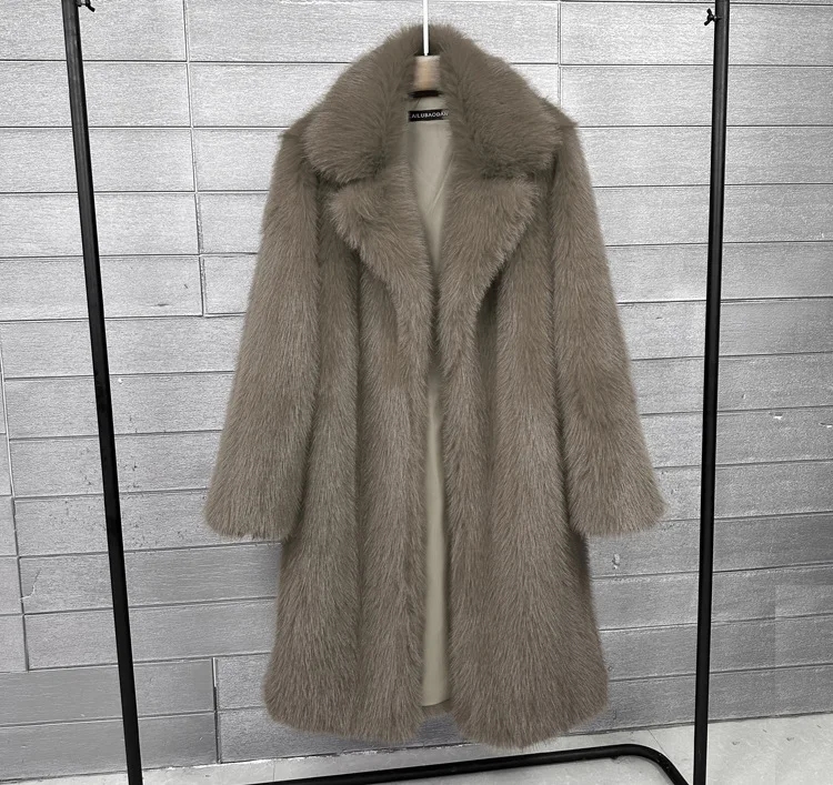 Fur & Faux Fur Coat Feminine Elegance 2026 New Winter Women's Fur Coat Fashion Temperament Lapel Solid Color Women Fur Coat H193