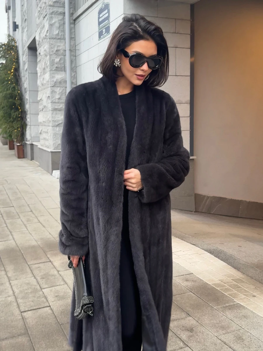 Women Winter Long Fluffy Faux Fur Coat 2026 Warm Camel Black Maxi Jacket Luxury Open Front Soft Plush Overcoat Chic