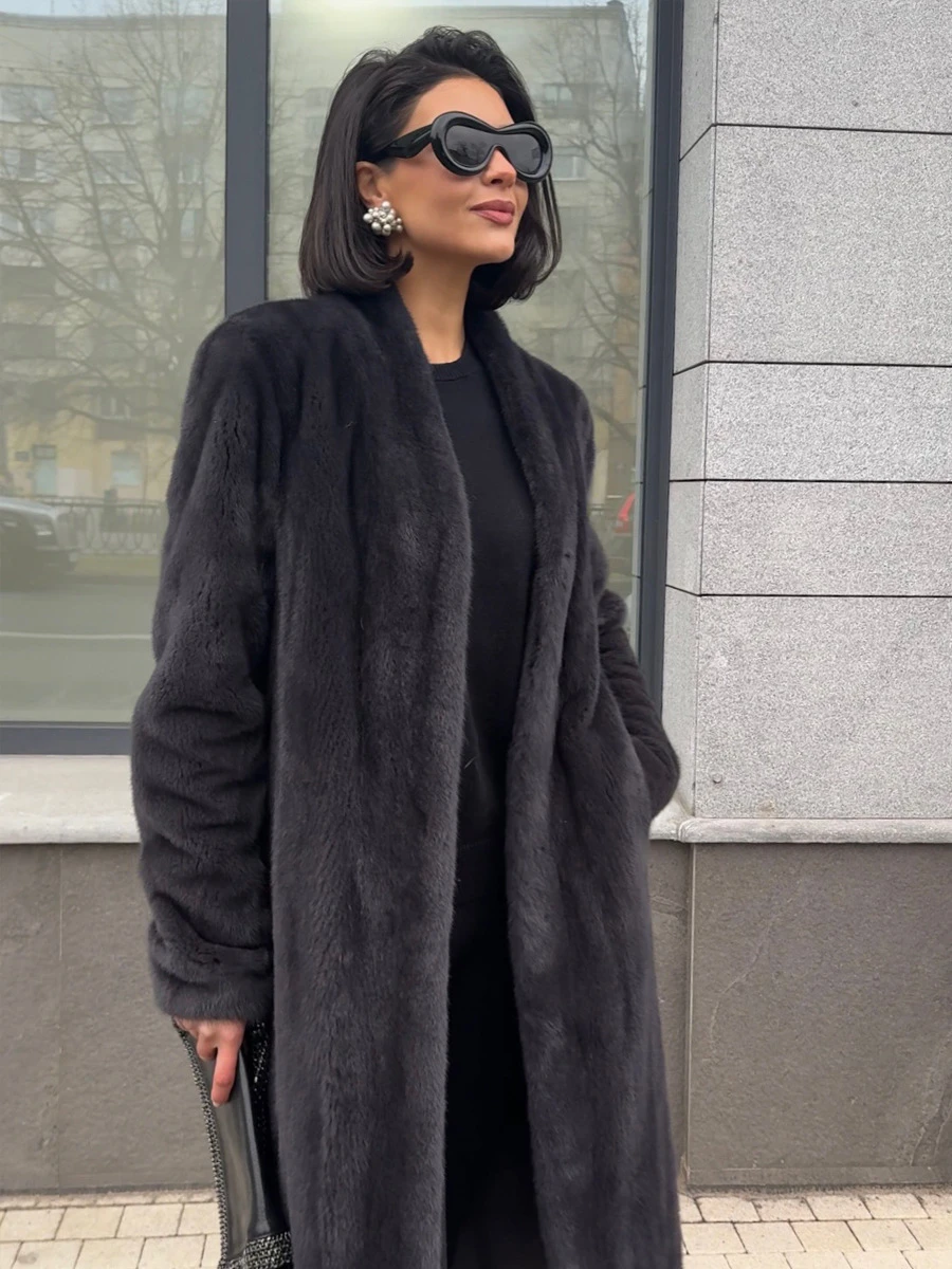 Women Winter Long Fluffy Faux Fur Coat 2026 Warm Camel Black Maxi Jacket Luxury Open Front Soft Plush Overcoat Chic