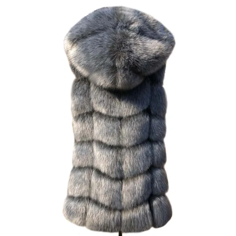 ZADORIN New Fashion Woman Sleeveless Faux Fur Coat Hooded Winter Fluffy Warm Faux Fur Vest Woman Faux Fur Coats and Jackets Tops