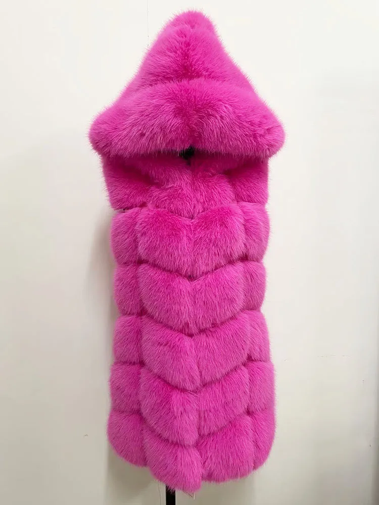 ZADORIN New Fashion Woman Sleeveless Faux Fur Coat Hooded Winter Fluffy Warm Faux Fur Vest Woman Faux Fur Coats and Jackets Tops