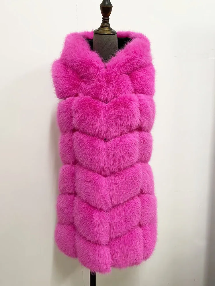 ZADORIN New Fashion Woman Sleeveless Faux Fur Coat Hooded Winter Fluffy Warm Faux Fur Vest Woman Faux Fur Coats and Jackets Tops