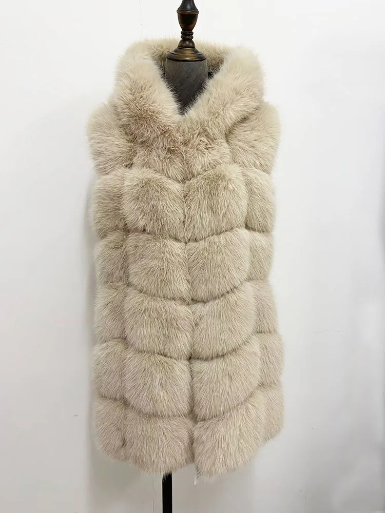 ZADORIN New Fashion Woman Sleeveless Faux Fur Coat Hooded Winter Fluffy Warm Faux Fur Vest Woman Faux Fur Coats and Jackets Tops