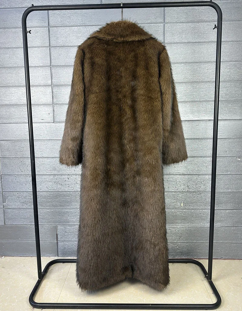 ZADORIN 130cm Long Luxury Lapel Faux Fur Coat Woman Y2K Clothes Thick Warm Fluffy Jacket Women Winter Faux Fur Coats Outerwears