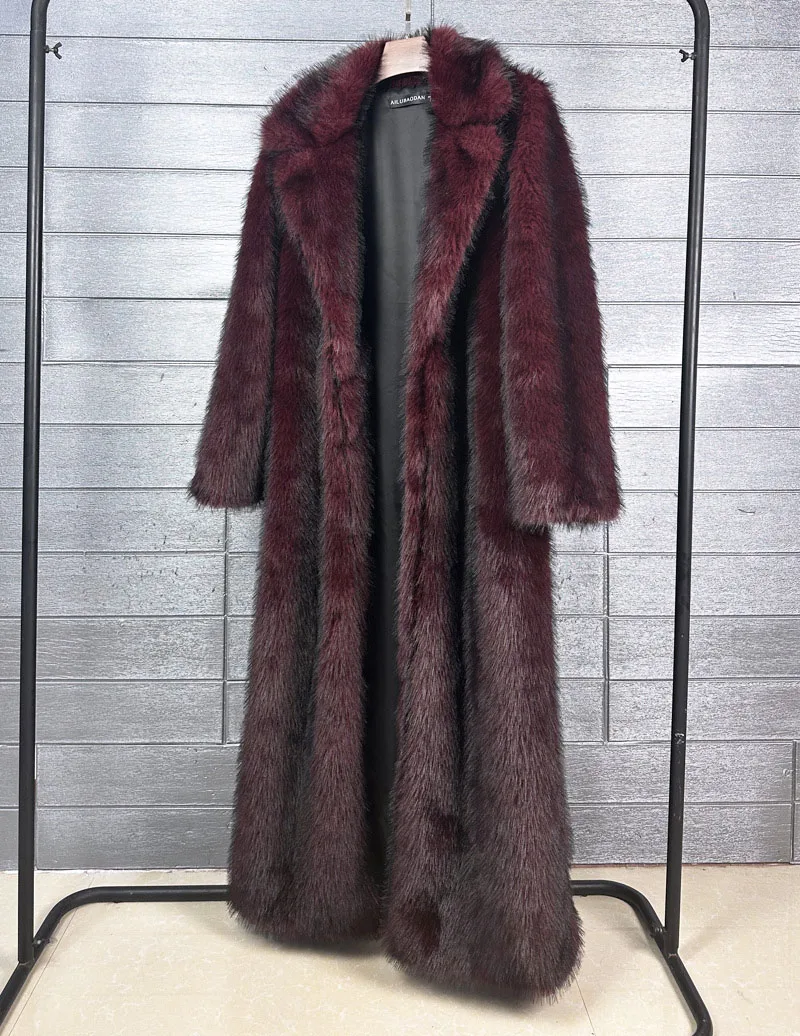 ZADORIN 130cm Long Luxury Lapel Faux Fur Coat Woman Y2K Clothes Thick Warm Fluffy Jacket Women Winter Faux Fur Coats Outerwears
