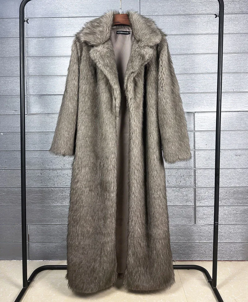 ZADORIN 130cm Long Luxury Lapel Faux Fur Coat Woman Y2K Clothes Thick Warm Fluffy Jacket Women Winter Faux Fur Coats Outerwears