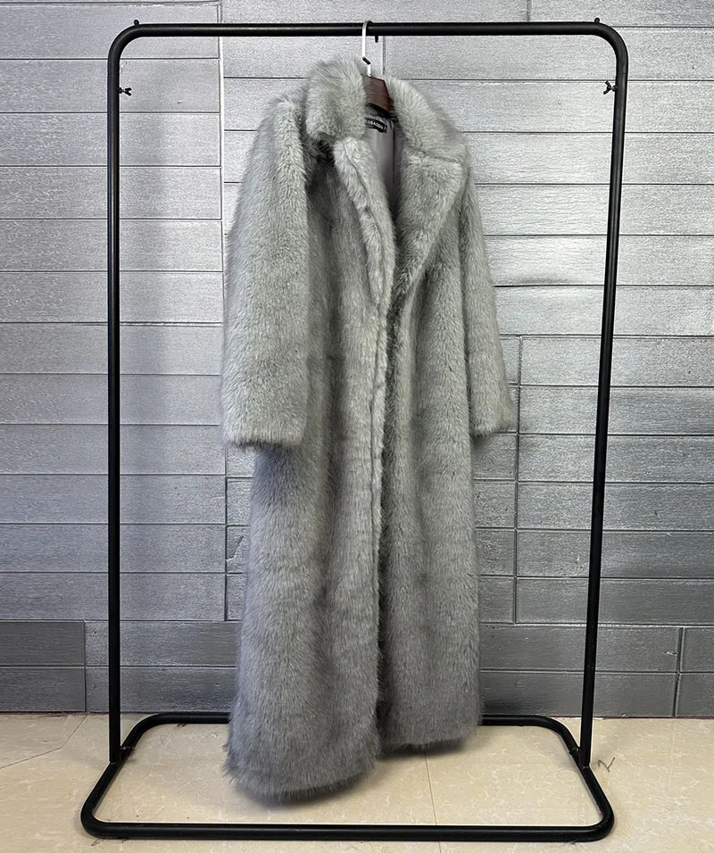 ZADORIN 130cm Long Luxury Lapel Faux Fur Coat Woman Y2K Clothes Thick Warm Fluffy Jacket Women Winter Faux Fur Coats Outerwears