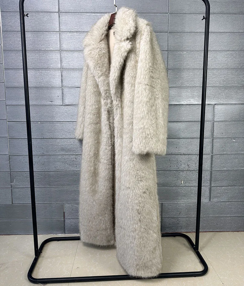 ZADORIN 130cm Long Luxury Lapel Faux Fur Coat Woman Y2K Clothes Thick Warm Fluffy Jacket Women Winter Faux Fur Coats Outerwears