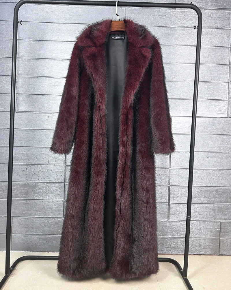 ZADORIN 130cm Long Luxury Lapel Faux Fur Coat Woman Y2K Clothes Thick Warm Fluffy Jacket Women Winter Faux Fur Coats Outerwears