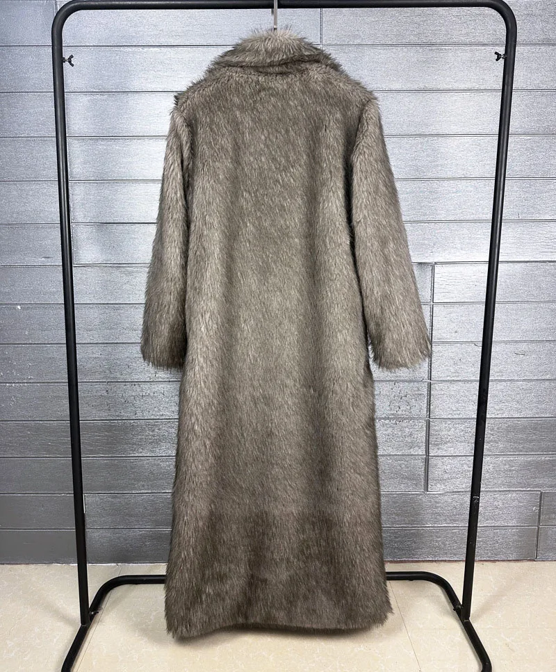 ZADORIN 130cm Long Luxury Lapel Faux Fur Coat Woman Y2K Clothes Thick Warm Fluffy Jacket Women Winter Faux Fur Coats Outerwears