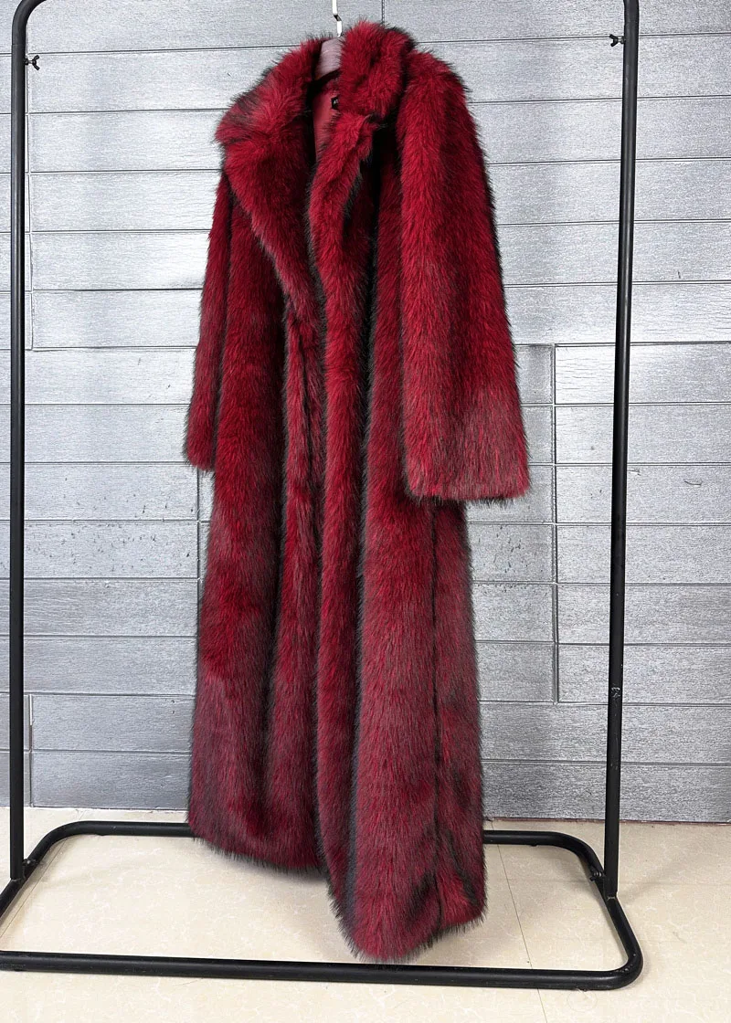 ZADORIN 130cm Long Luxury Lapel Faux Fur Coat Woman Y2K Clothes Thick Warm Fluffy Jacket Women Winter Faux Fur Coats Outerwears
