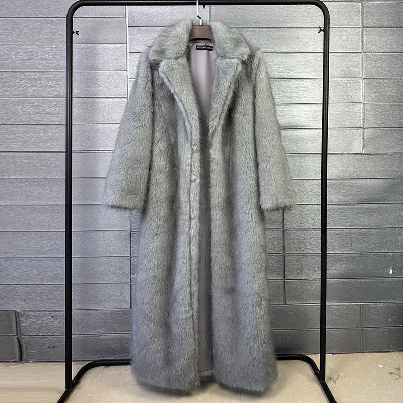 ZADORIN 130cm Long Luxury Lapel Faux Fur Coat Woman Y2K Clothes Thick Warm Fluffy Jacket Women Winter Faux Fur Coats Outerwears