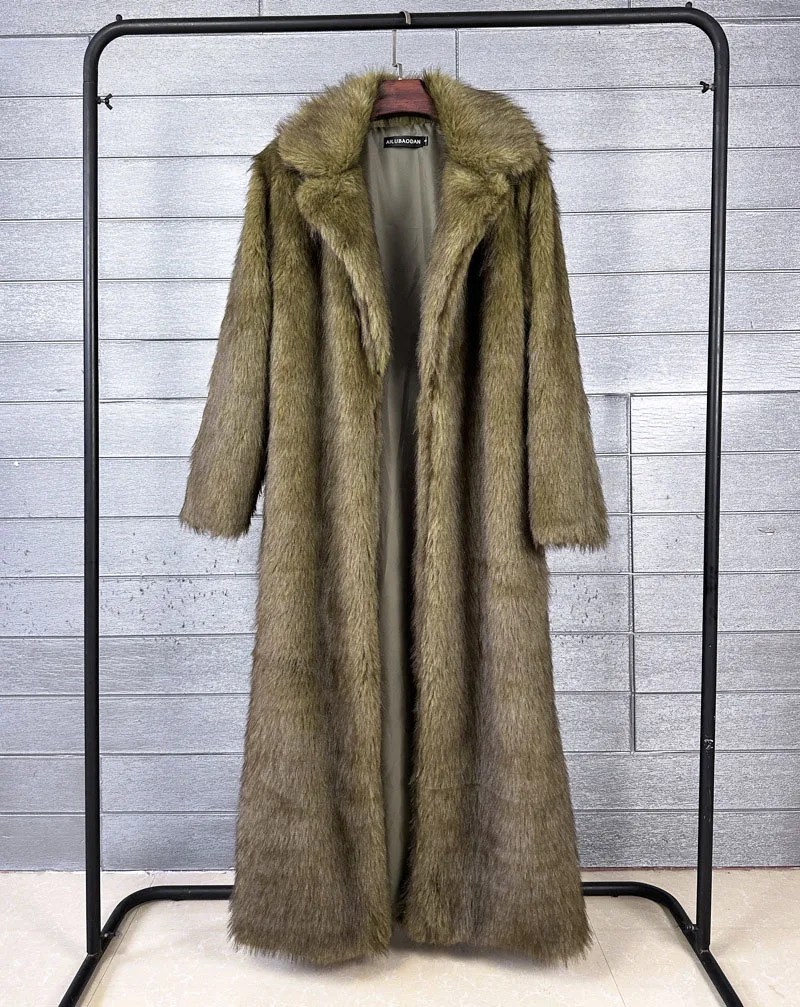 ZADORIN 130cm Long Luxury Lapel Faux Fur Coat Woman Y2K Clothes Thick Warm Fluffy Jacket Women Winter Faux Fur Coats Outerwears