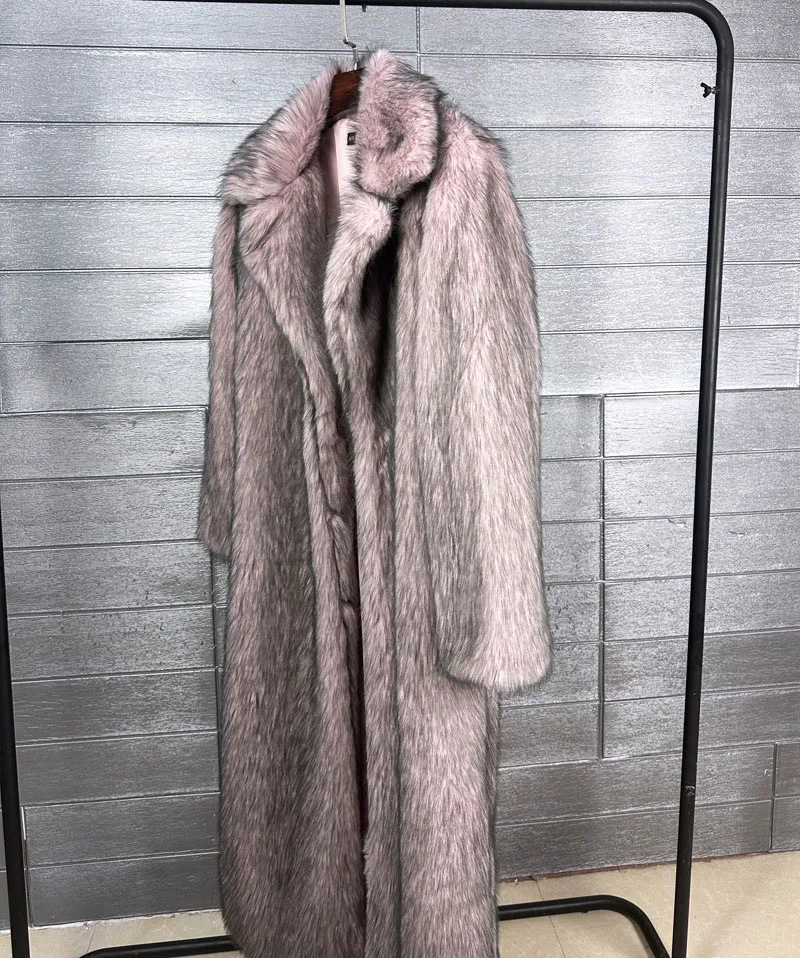 ZADORIN 130cm Long Luxury Lapel Faux Fur Coat Woman Y2K Clothes Thick Warm Fluffy Jacket Women Winter Faux Fur Coats Outerwears