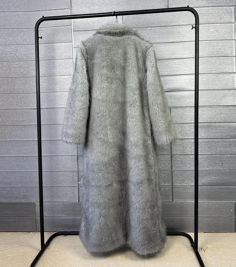 ZADORIN 130cm Long Luxury Lapel Faux Fur Coat Woman Y2K Clothes Thick Warm Fluffy Jacket Women Winter Faux Fur Coats Outerwears