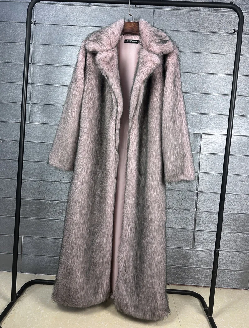 ZADORIN 130cm Long Luxury Lapel Faux Fur Coat Woman Y2K Clothes Thick Warm Fluffy Jacket Women Winter Faux Fur Coats Outerwears