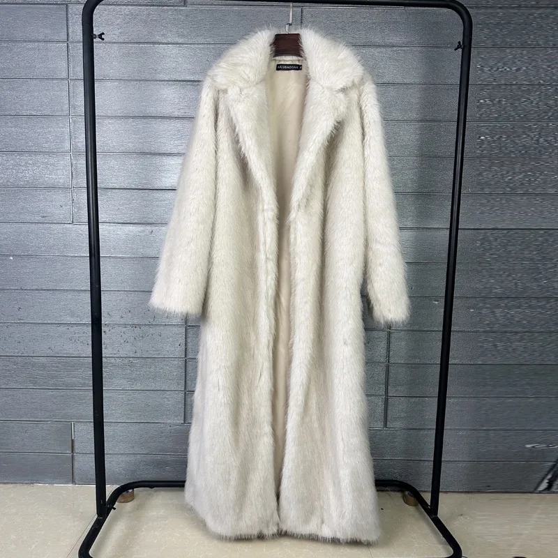 ZADORIN 130cm Long Luxury Lapel Faux Fur Coat Woman Y2K Clothes Thick Warm Fluffy Jacket Women Winter Faux Fur Coats Outerwears
