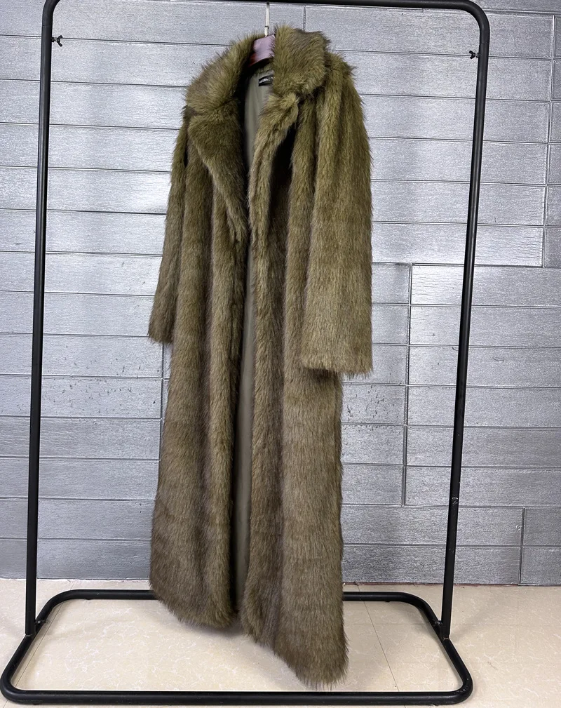 ZADORIN 130cm Long Luxury Lapel Faux Fur Coat Woman Y2K Clothes Thick Warm Fluffy Jacket Women Winter Faux Fur Coats Outerwears