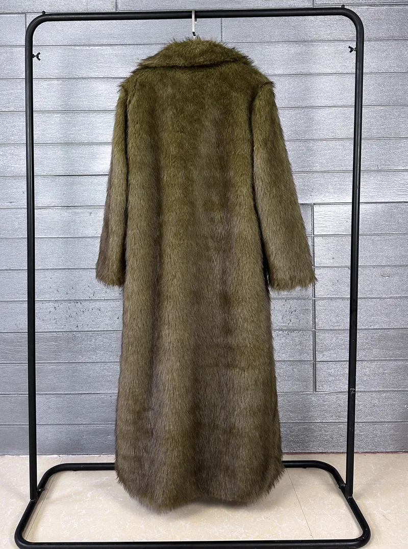 ZADORIN 130cm Long Luxury Lapel Faux Fur Coat Woman Y2K Clothes Thick Warm Fluffy Jacket Women Winter Faux Fur Coats Outerwears