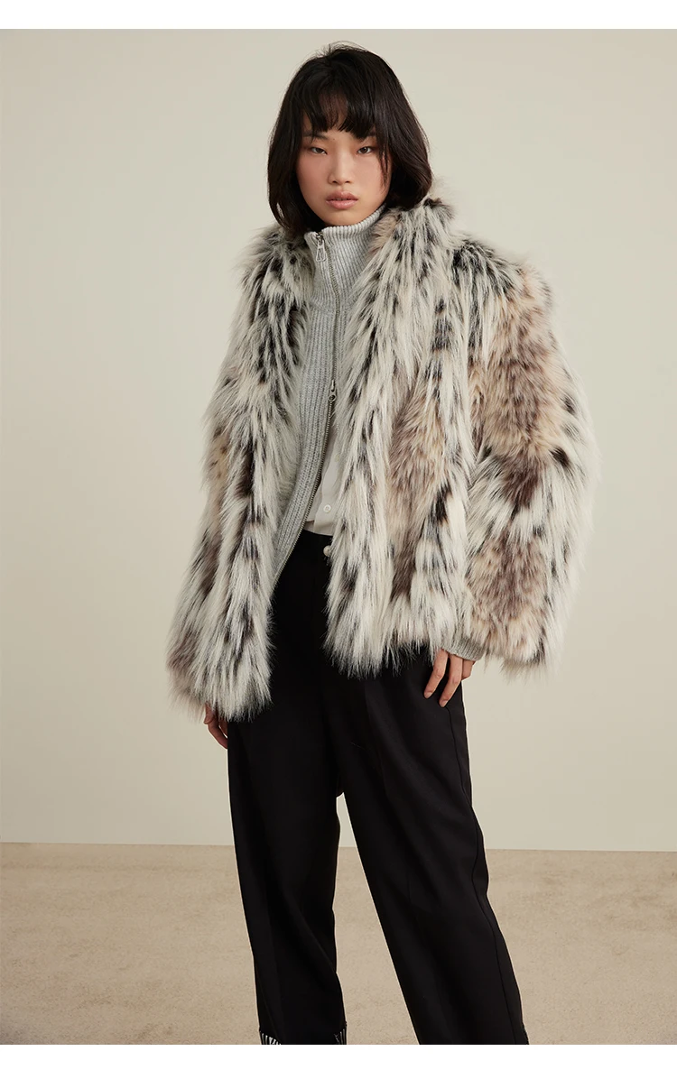 Lautaro Spring Autumn Winter Colorful Thickened Warm Hairy Shaggy Faux Fox Fur Coat Women Short Loose Luxury Fluffy Jacket 2025