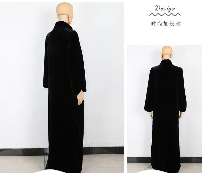 Nerazzurri Floor Length Fluffy Faux Fur Coat Women Black Extra Long Warm Outerwear Winter Furry Fake Fur Overcoat 5xl 6xl 7xl