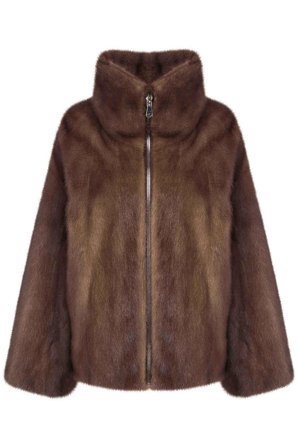 IG 2026 Women High Collar Zip Faux Mink Fur Jacket Short Loose Fit Long Sleeve Luxury Warm Winter Daily Fashion Outer Coat