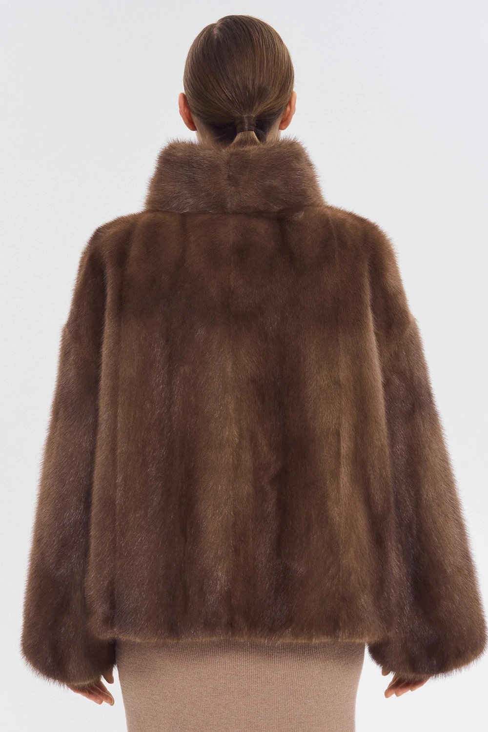 IG 2026 Women High Collar Zip Faux Mink Fur Jacket Short Loose Fit Long Sleeve Luxury Warm Winter Daily Fashion Outer Coat