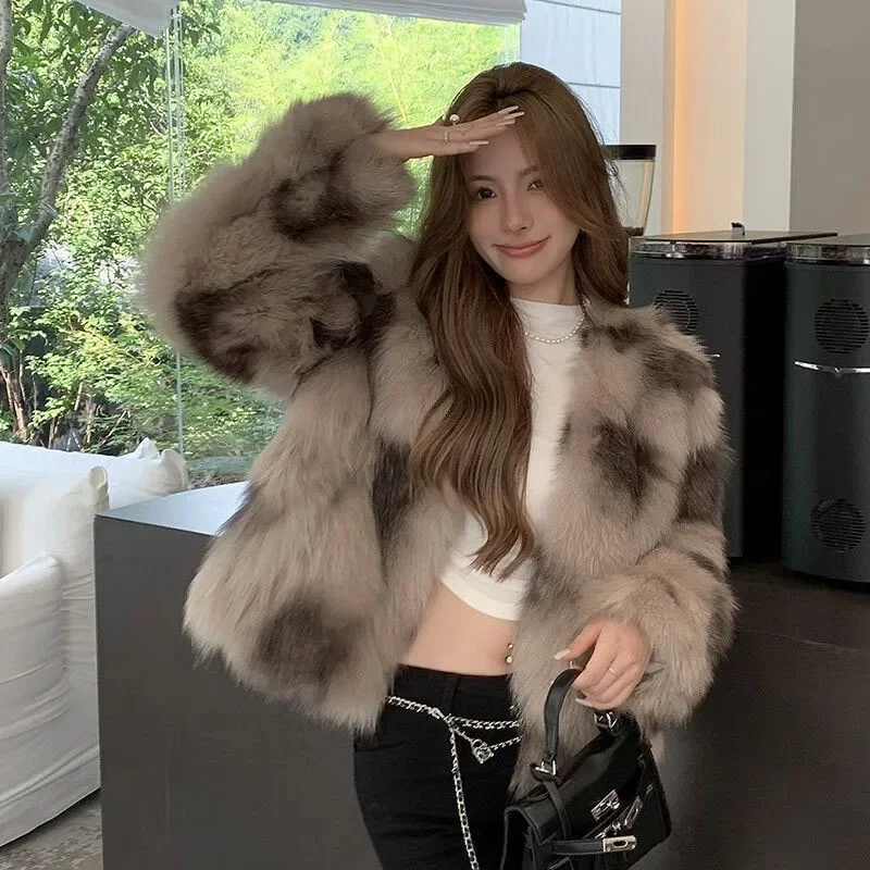 Autumn Women High End Solid Color Loose Faux Fur Coat Winter Lady Plush Outwear Korean Femme Fashion Long Sleeves Fur Top Jacket