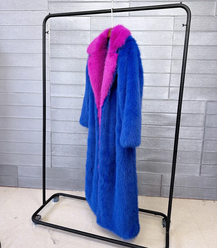 DEAT 2026 Winter New Items Fashion Imitation Fur Coat For Women Contrast Color High-end Versatile Trench Female 11A05600