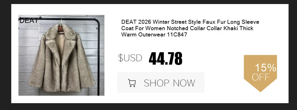 DEAT 2026 Winter New Items Fashion Imitation Fur Coat For Women Contrast Color High-end Versatile Trench Female 11A05600