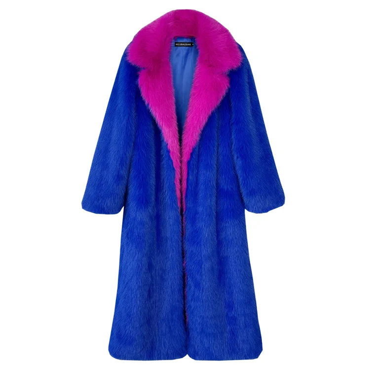 DEAT 2026 Winter New Items Fashion Imitation Fur Coat For Women Contrast Color High-end Versatile Trench Female 11A05600