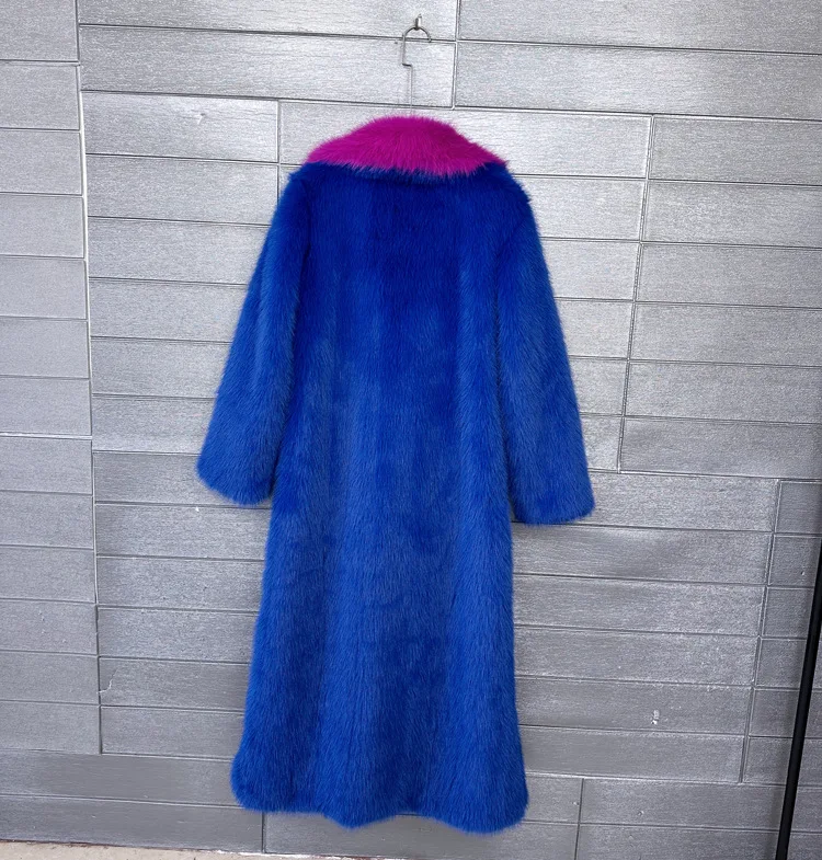 DEAT 2026 Winter New Items Fashion Imitation Fur Coat For Women Contrast Color High-end Versatile Trench Female 11A05600