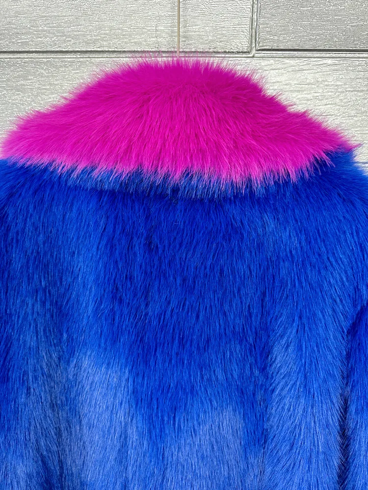 DEAT 2026 Winter New Items Fashion Imitation Fur Coat For Women Contrast Color High-end Versatile Trench Female 11A05600