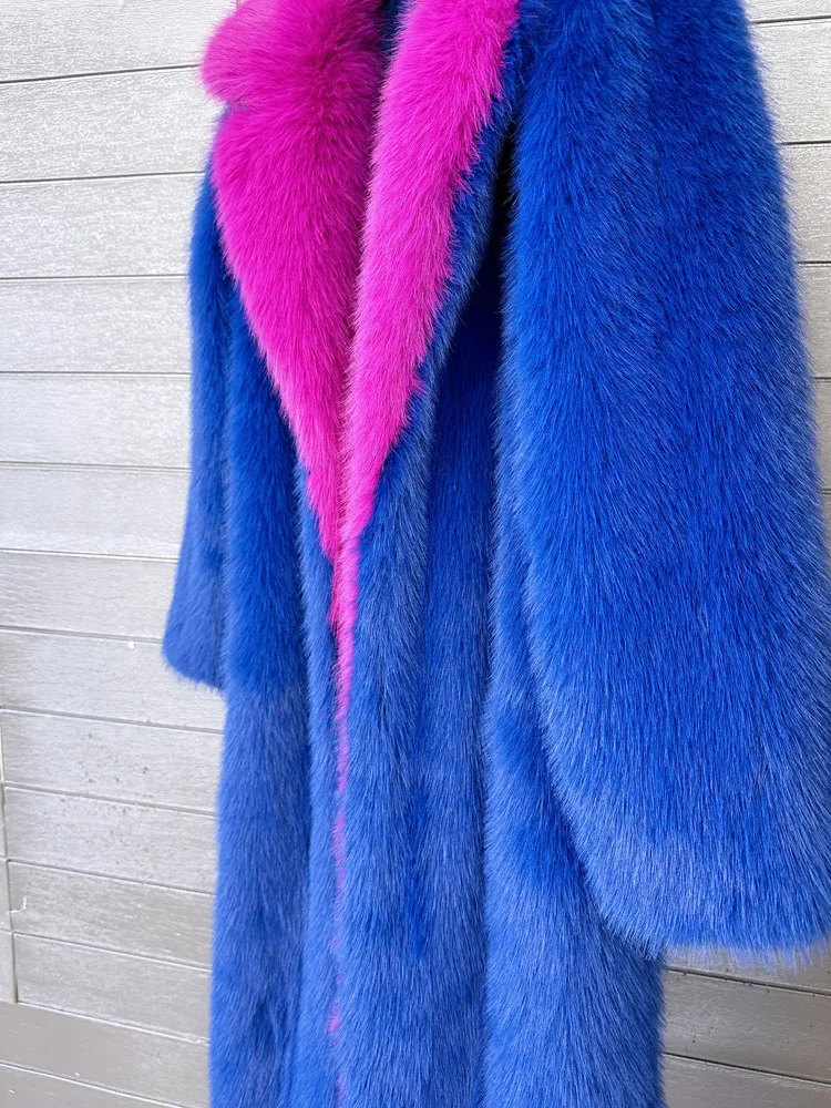 DEAT 2026 Winter New Items Fashion Imitation Fur Coat For Women Contrast Color High-end Versatile Trench Female 11A05600