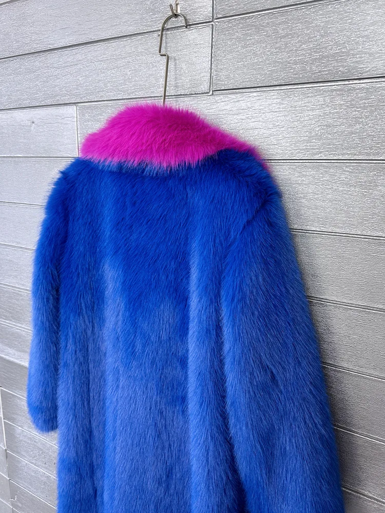 DEAT 2026 Winter New Items Fashion Imitation Fur Coat For Women Contrast Color High-end Versatile Trench Female 11A05600