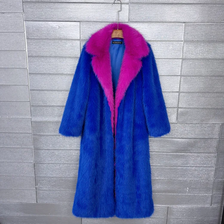 DEAT 2026 Winter New Items Fashion Imitation Fur Coat For Women Contrast Color High-end Versatile Trench Female 11A05600