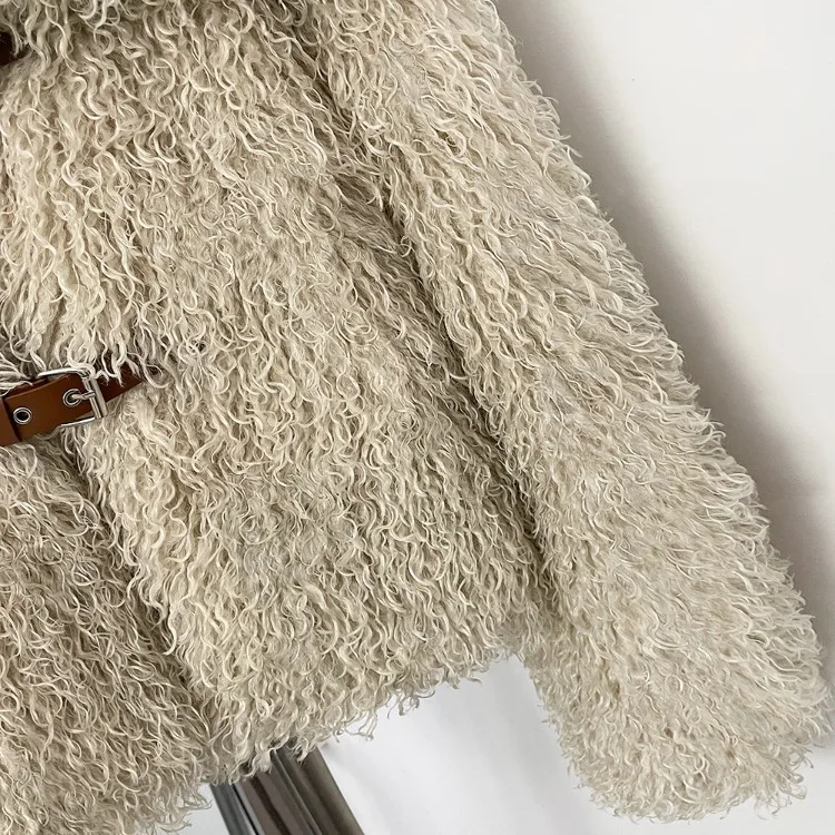 OFTBUY New Winter Women Fluffy Faux Fur Coat big Fur Collar Bukle Belt Short Fake Fur Jacket Warm Thick Plush Casual Outerwear