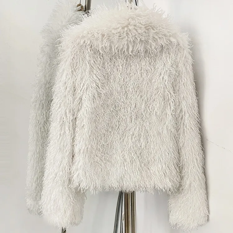 OFTBUY New Winter Women Fluffy Faux Fur Coat big Fur Collar Bukle Belt Short Fake Fur Jacket Warm Thick Plush Casual Outerwear