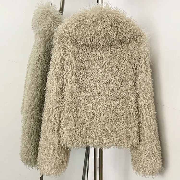 OFTBUY New Winter Women Fluffy Faux Fur Coat big Fur Collar Bukle Belt Short Fake Fur Jacket Warm Thick Plush Casual Outerwear