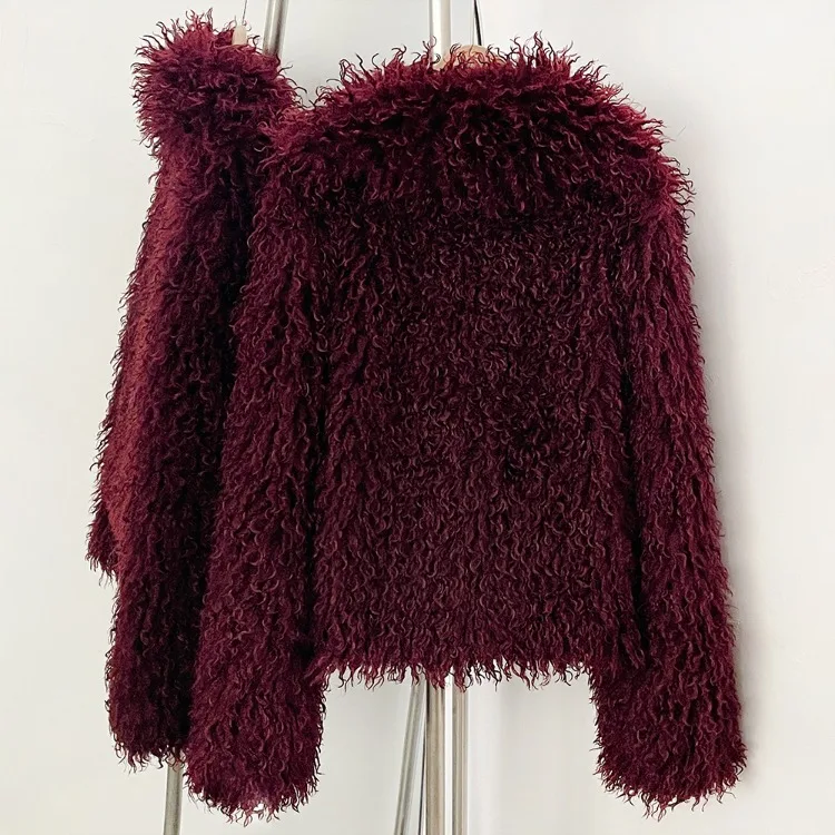 OFTBUY New Winter Women Fluffy Faux Fur Coat big Fur Collar Bukle Belt Short Fake Fur Jacket Warm Thick Plush Casual Outerwear