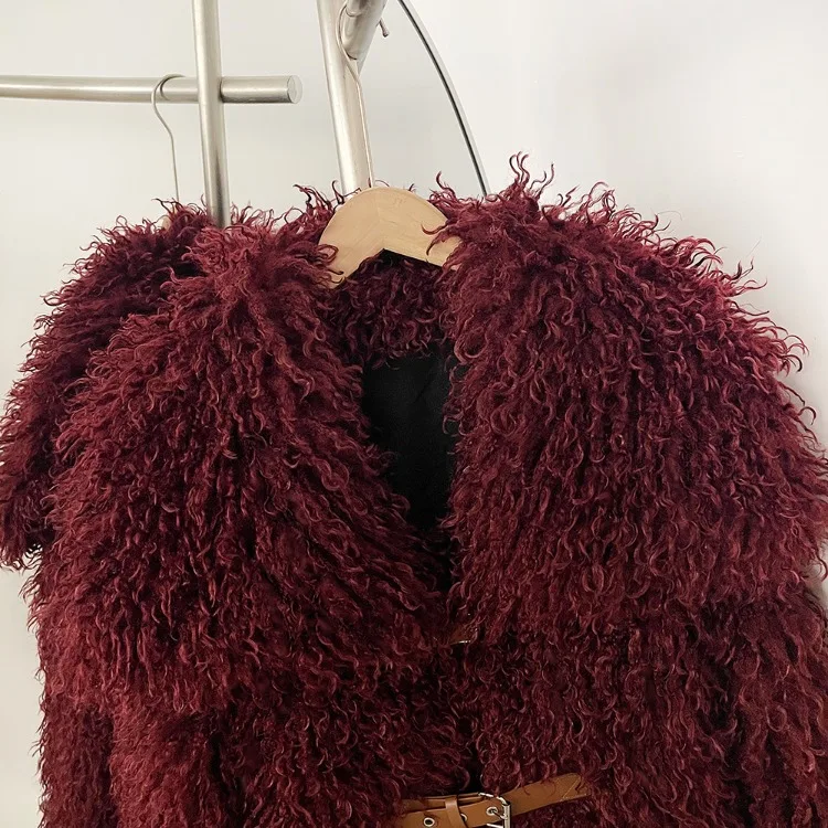 OFTBUY New Winter Women Fluffy Faux Fur Coat big Fur Collar Bukle Belt Short Fake Fur Jacket Warm Thick Plush Casual Outerwear