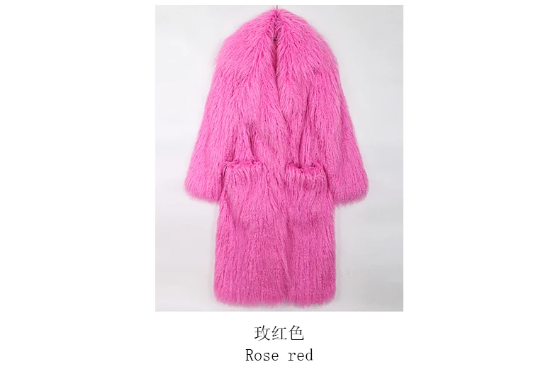 Mauroicardi Winter Thick Warm Shaggy Hairy Fluffy Colored Bright Pink Long Faux Fur Coat Women Loose Luxury Furry Overcoat 2025